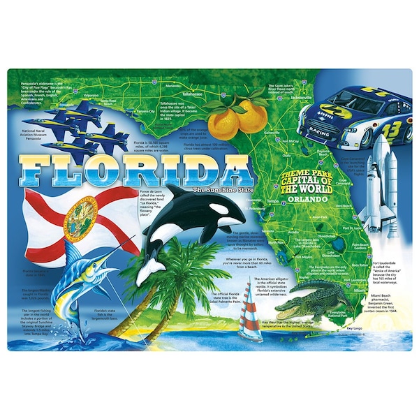 Hoffmaster 10" x 14" Florida Paper Placemats, PK1000 311110 - main